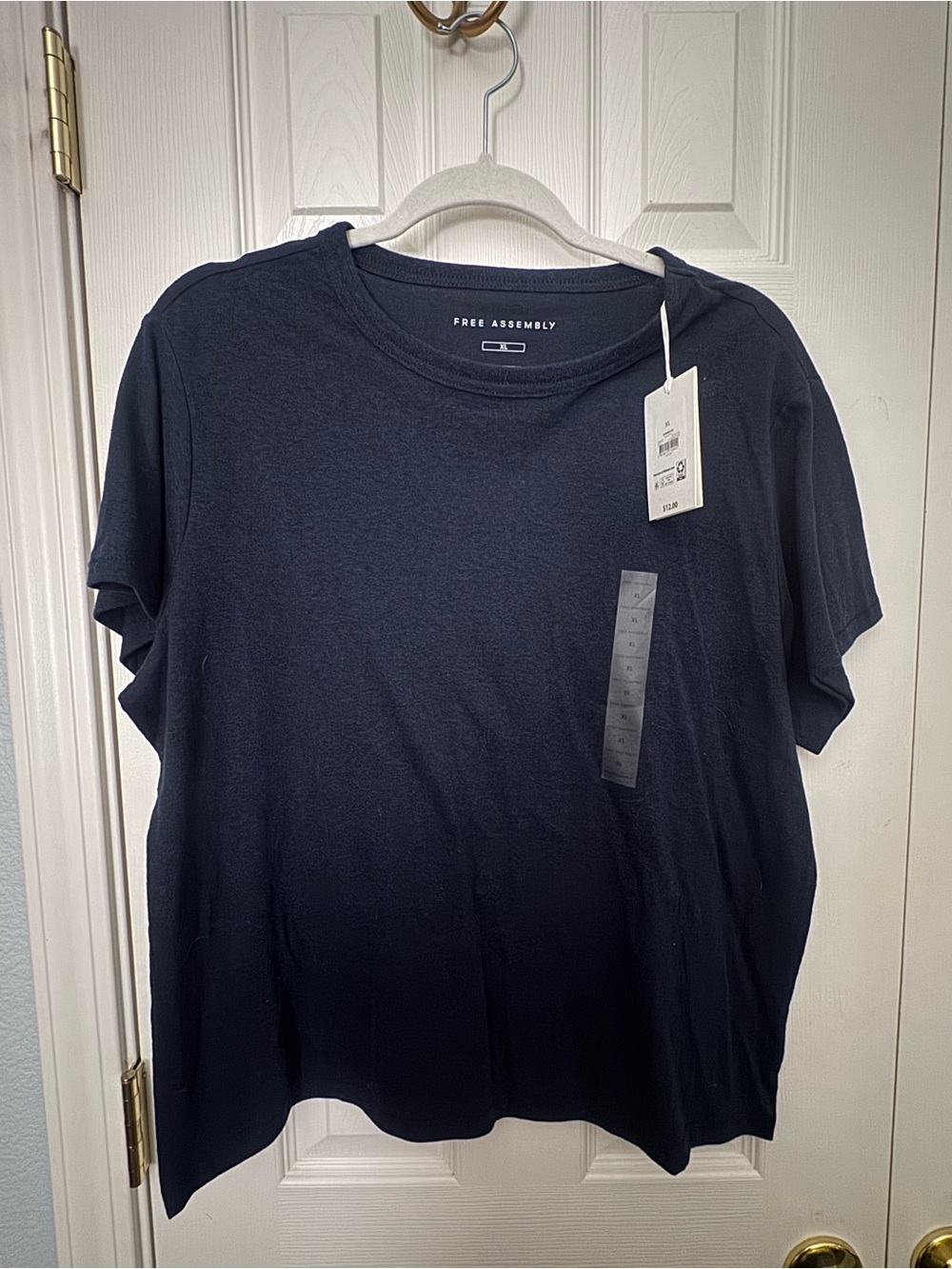 Free Assembly Women's Short Sleeve Crew Neck Tee in Navy
